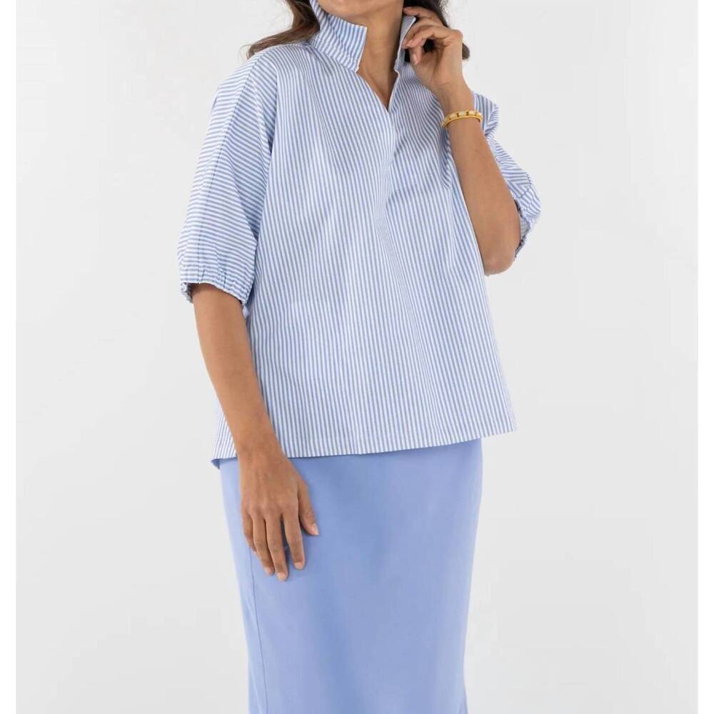 NEW EMILY MCCARTHY poppy high neck top in grapemist stripe